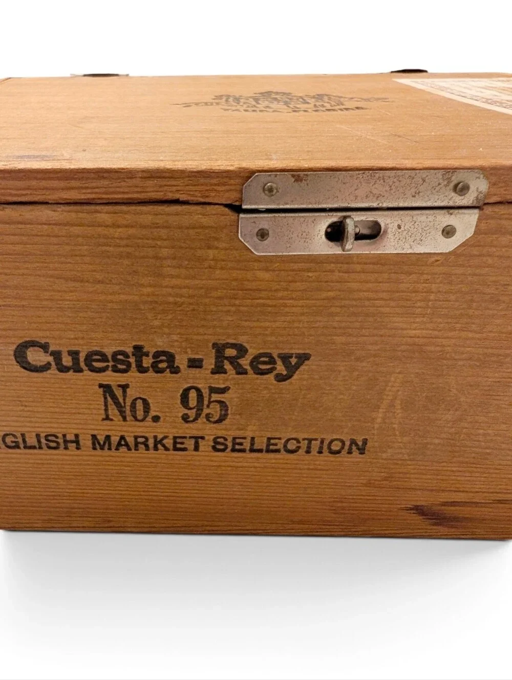 VINTAGE Wood Cigar Box Cuesta Rey Lock Brown Dovetail Corners